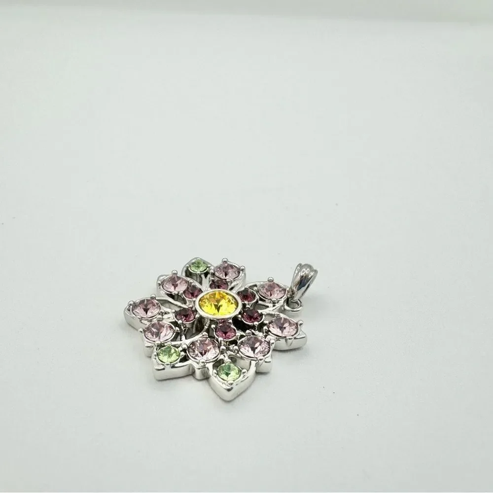 Silver May Birthstone Gem Cluster Flower Necklace Pendant